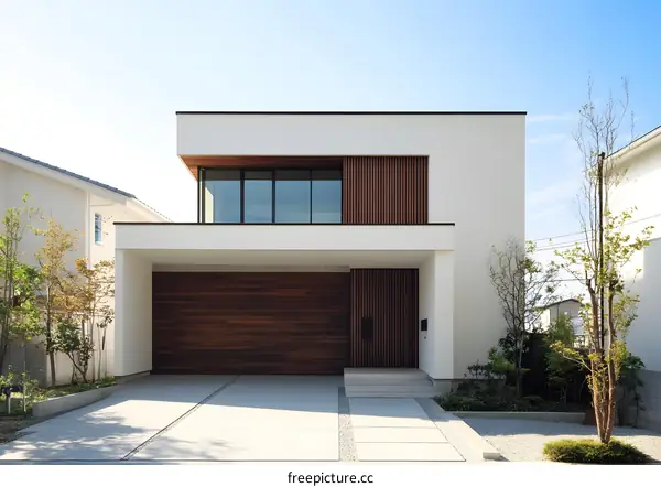 Modern Japanese House with White Walls and Wooden Accents