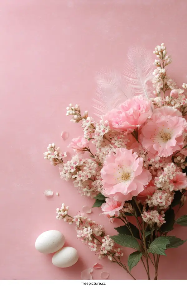 Pink Floral Arrangement with Easter Eggs
