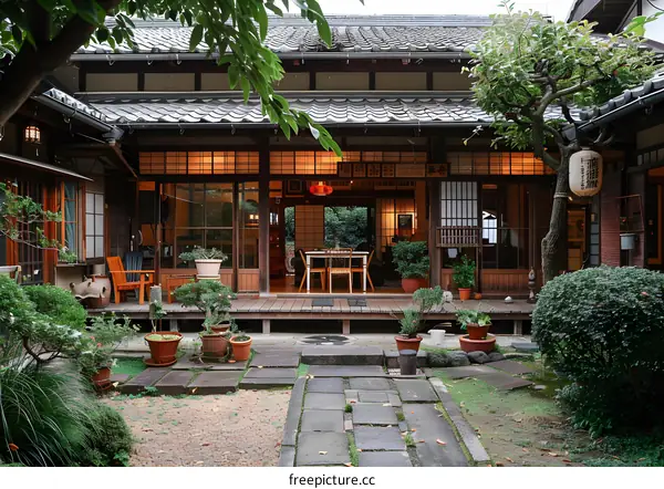 Courtyard of a traditional Japanese house