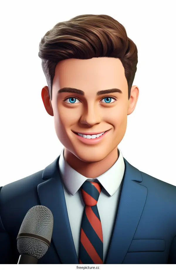 Confident News Anchorman in Suit and Tie