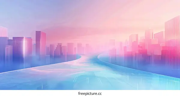 Futuristic Cityscape with Digital Highway