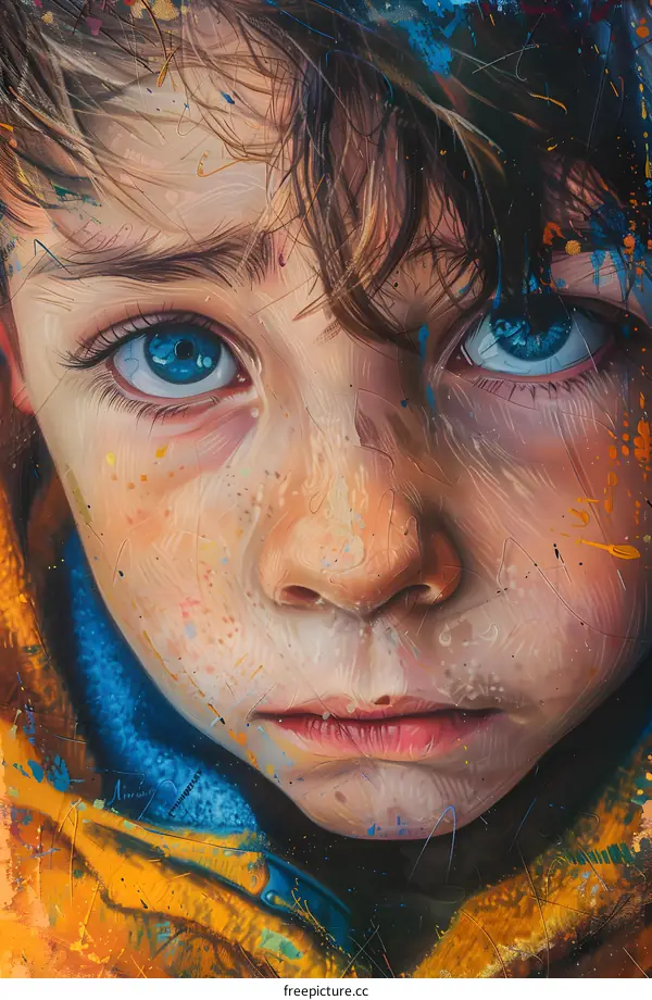 Portrait of a boy with blue eyes