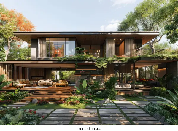 Modern House Exterior Design with Natural Elements