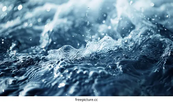 Close-up of water surface with splashing droplets