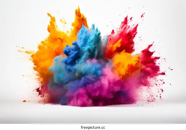 Colorful powder explosion on white background