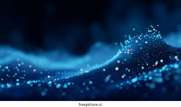 Abstract Digital Wave of Blue Particles