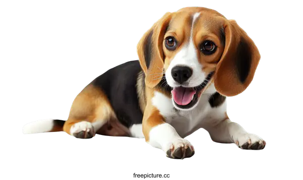 [Transparent Background PNG]Adorable Beagle Puppy Portrait Against White Background