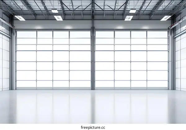 Large Garage Doors In An Empty Industrial Building
