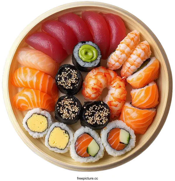 [Transparent Background PNG]Assorted Sushi Platter with Various Types of Sushi