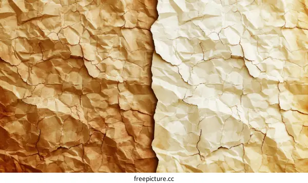 Two pieces of old crumpled paper