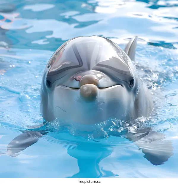 Happy Dolphin in Blue Water