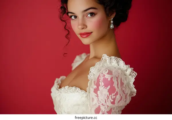 Vintage Woman in Elegant Lace Dress