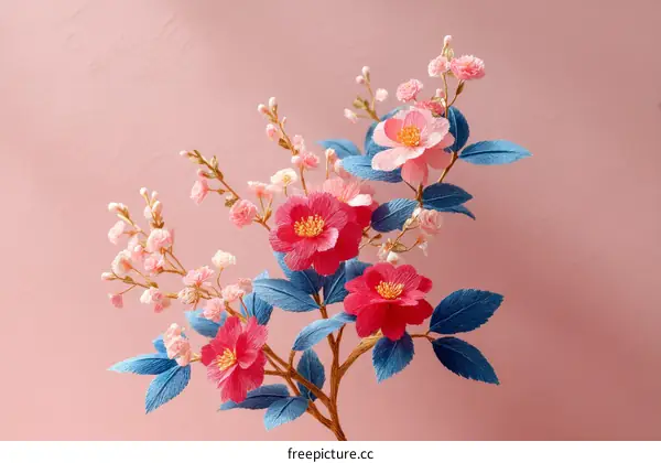 Paper Flower Arrangement of Camellia and Cherry Blossom
