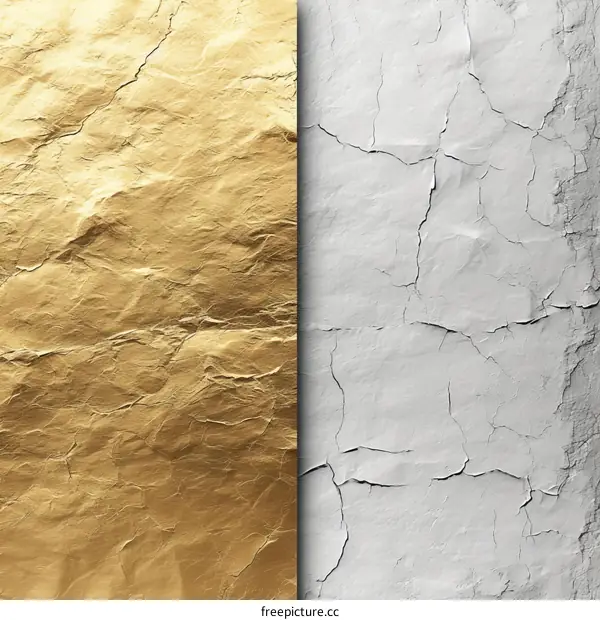 Gold and white cracked paint