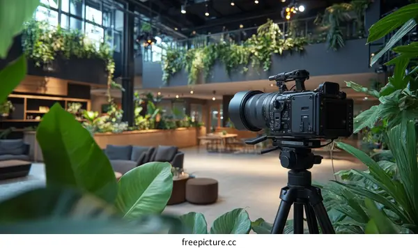 Modern Business Conference Room with Lush Greenery