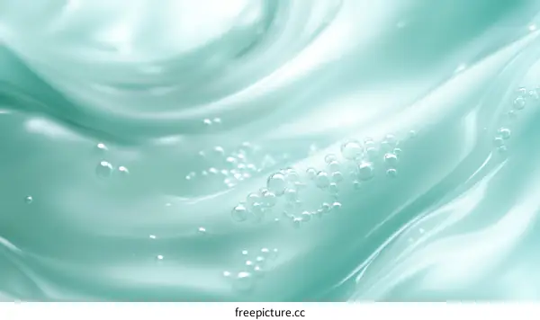 Close-up of Mint Green Gel Texture with Bubbles