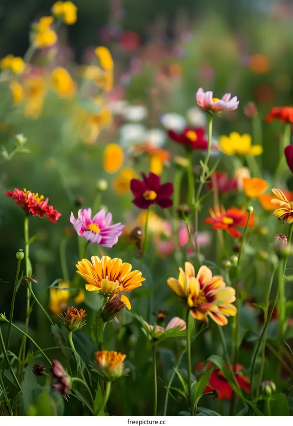 Colorful Wildflowers Blooming in a Field