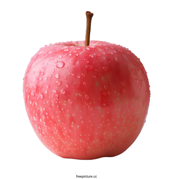 [Transparent Background PNG]A red apple with water droplets on a white background