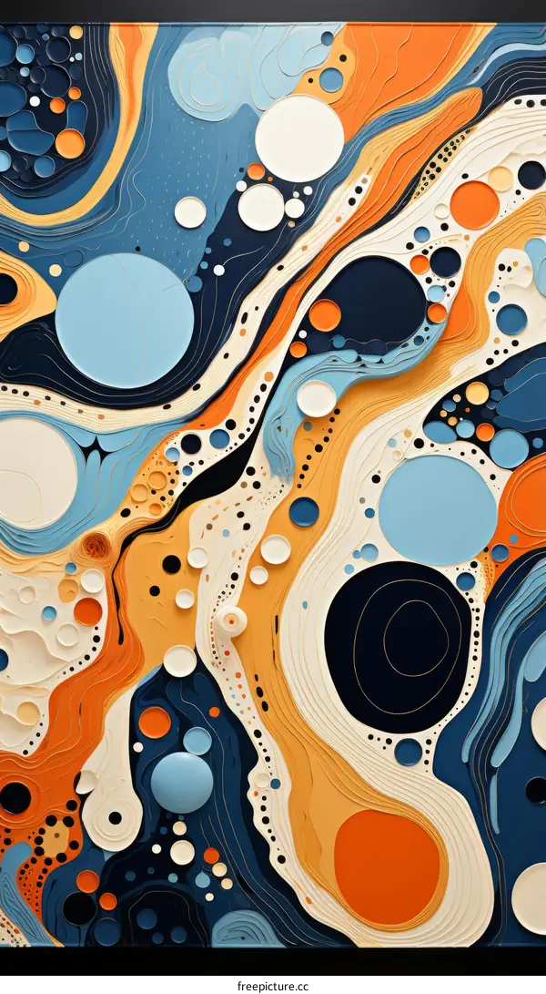 Colorful abstract painting with organic shapes