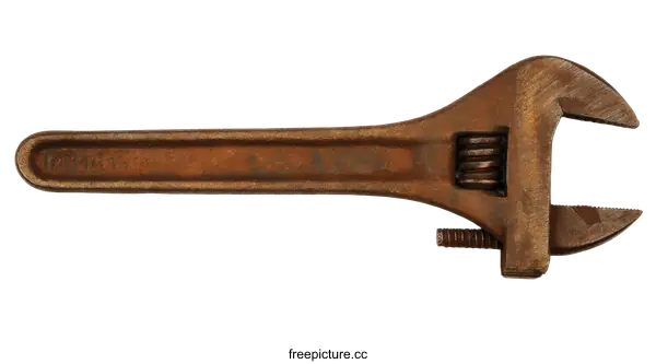 [Transparent Background PNG]Rusty Adjustable Wrench Tool Close-up