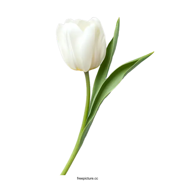 [Transparent Background PNG]Closeup of a Single White Tulip