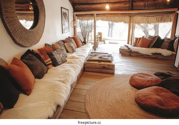 Rustic Living Area with Warm Natural Tones