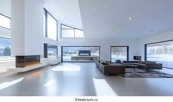 Modern House Living Room with Panoramic Views
