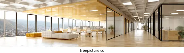 Modern Open Plan Office Space with City View