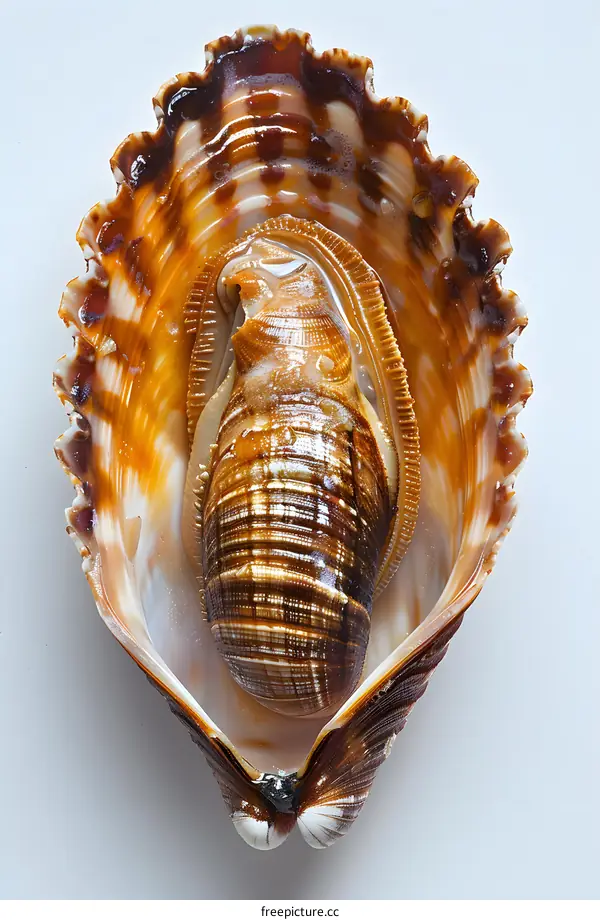 Seashell Close Up on White Background
