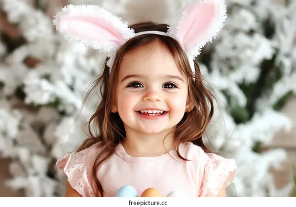 Adorable Little Girl in Easter Bunny Costume