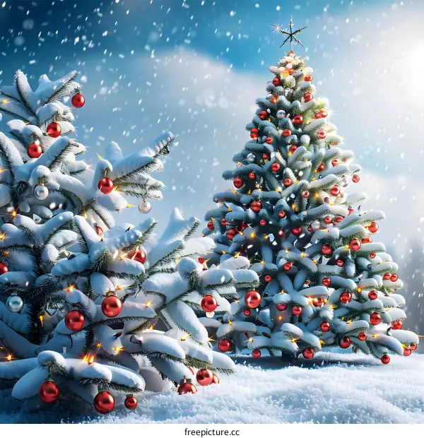 Christmas tree in the snow