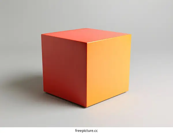 Orange and Red Cube Geometric 3D Shape Minimalist Abstract Design