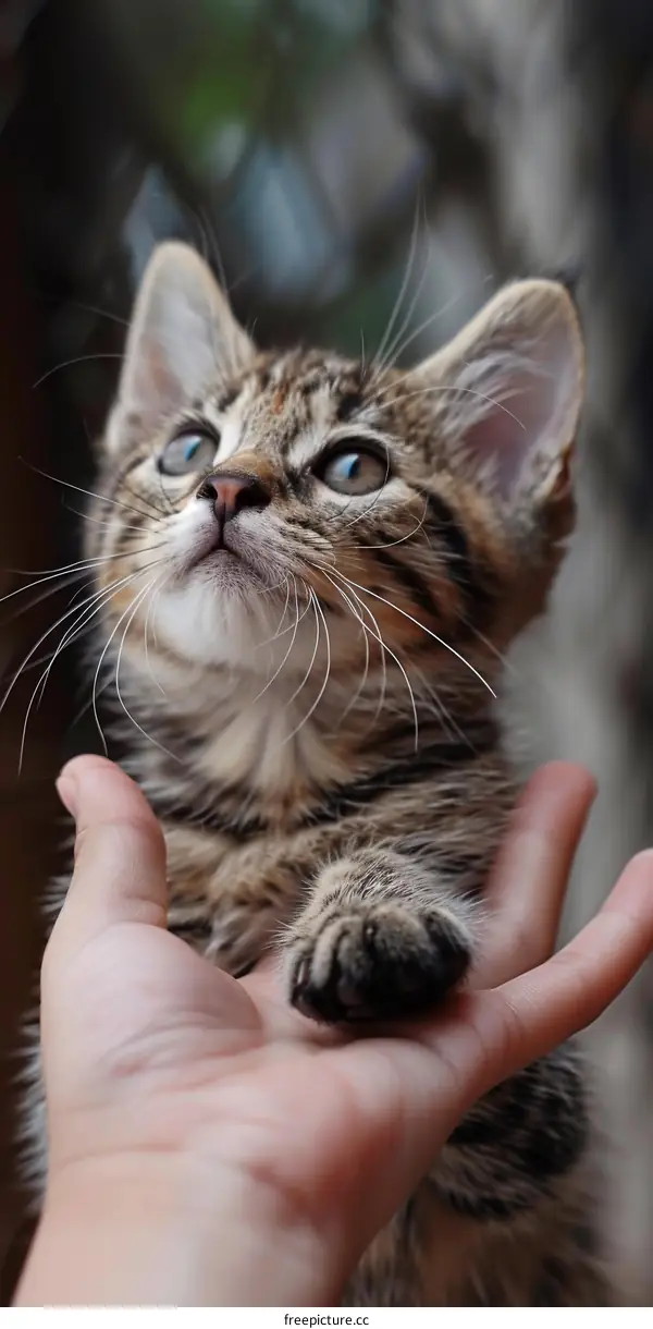 Kitten and Human Touch Paws
