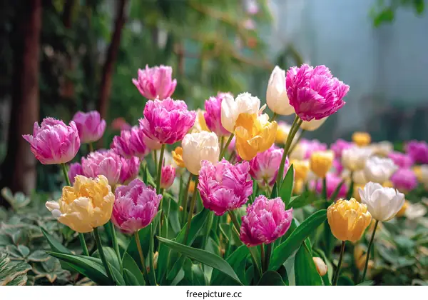 Colorful Tulips in a Spring Garden