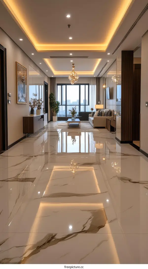Modern Luxury Interior Design of a Spacious Hallway