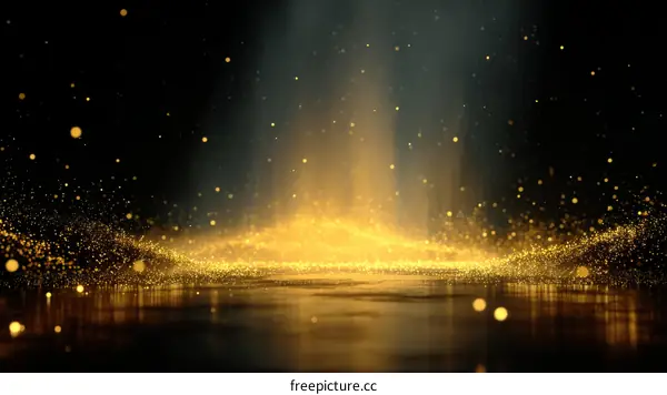 Golden Glitter Particles Abstract Background