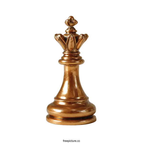[Transparent Background PNG]Golden Chess Queen Piece Against a White Background