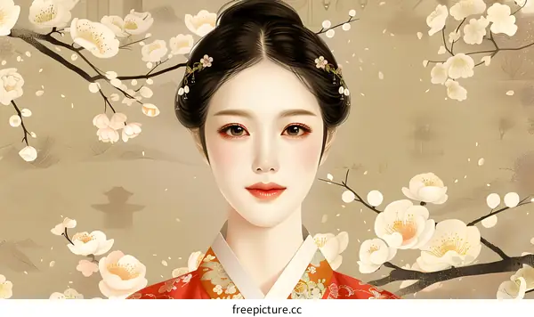 A beautiful Korean woman in traditional dress