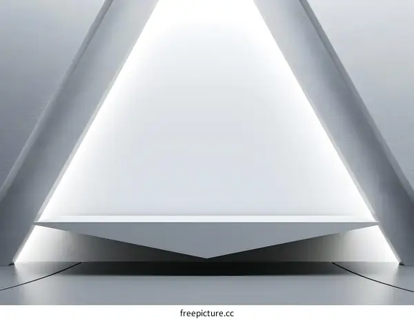 Minimalist White Platform with Geometric Shapes