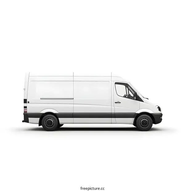 White Delivery Van Isolated on White Background