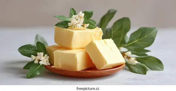 Butter Cubes with Flowers and Leaves