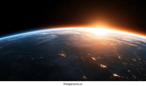 Sunrise over Earth from Space