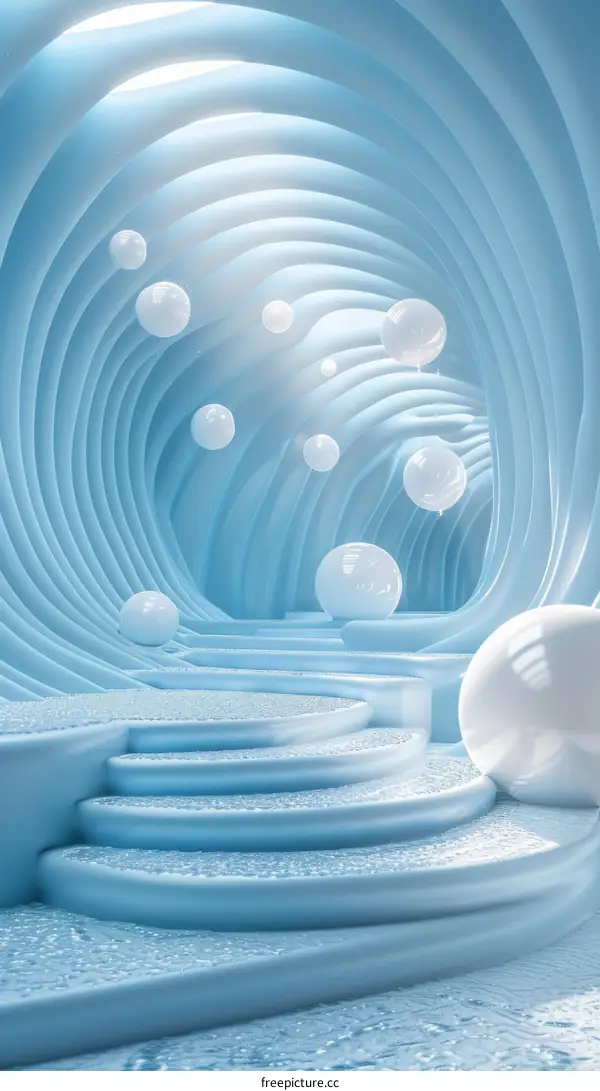 Abstract Light Blue  Geometric  Interior Design Illustration