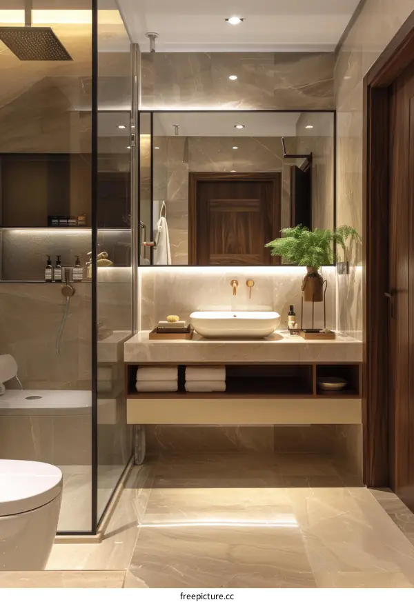 Modern Elegant Beige Bathroom Interior Design