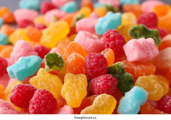 Colorful Assorted Gummy Candy Close-Up