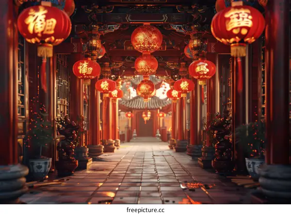 Chinese New Year: Vibrant Red Lanterns and Festive Celebrations