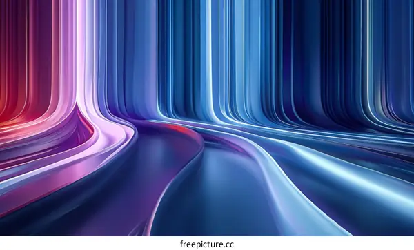 Blue and purple glowing curved lines