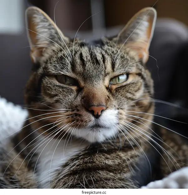 Ginger Tabby Cat Sitting on a White Blanket
