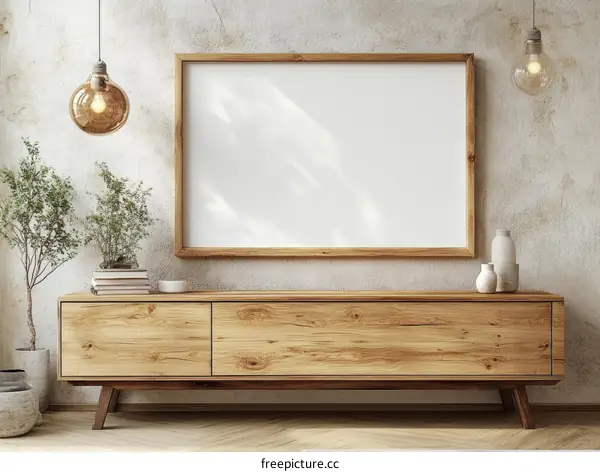 Modern Wooden Furniture Interior Design Mockup