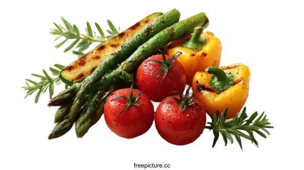 [Transparent Background PNG]Assorted Grilled Vegetables and Herbs